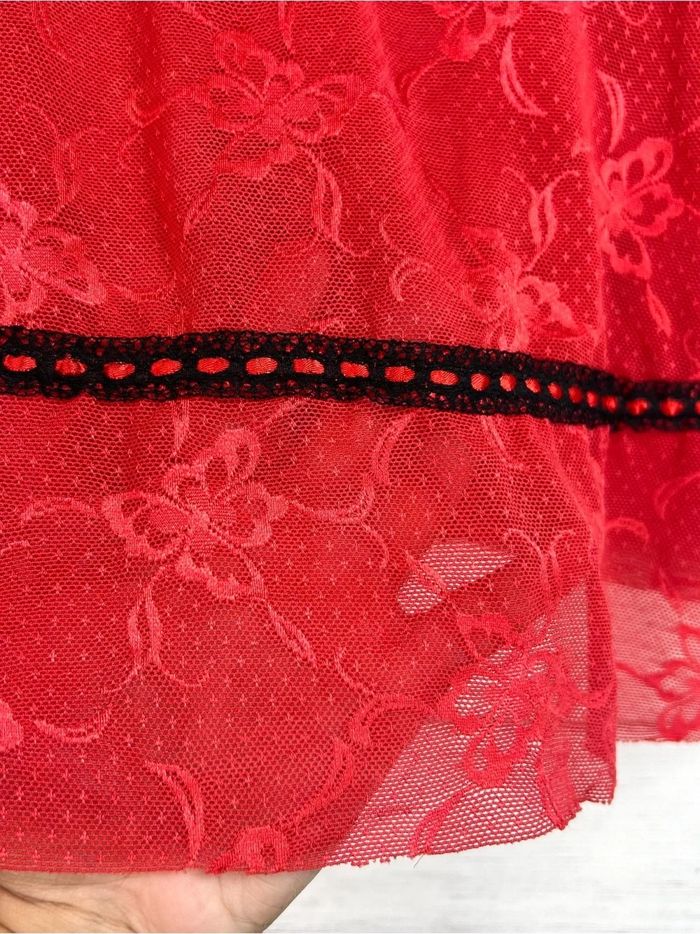Rampage Intimates Red Black Floral Lace Babydoll Lingerie Dress Size S Y2K Fairy